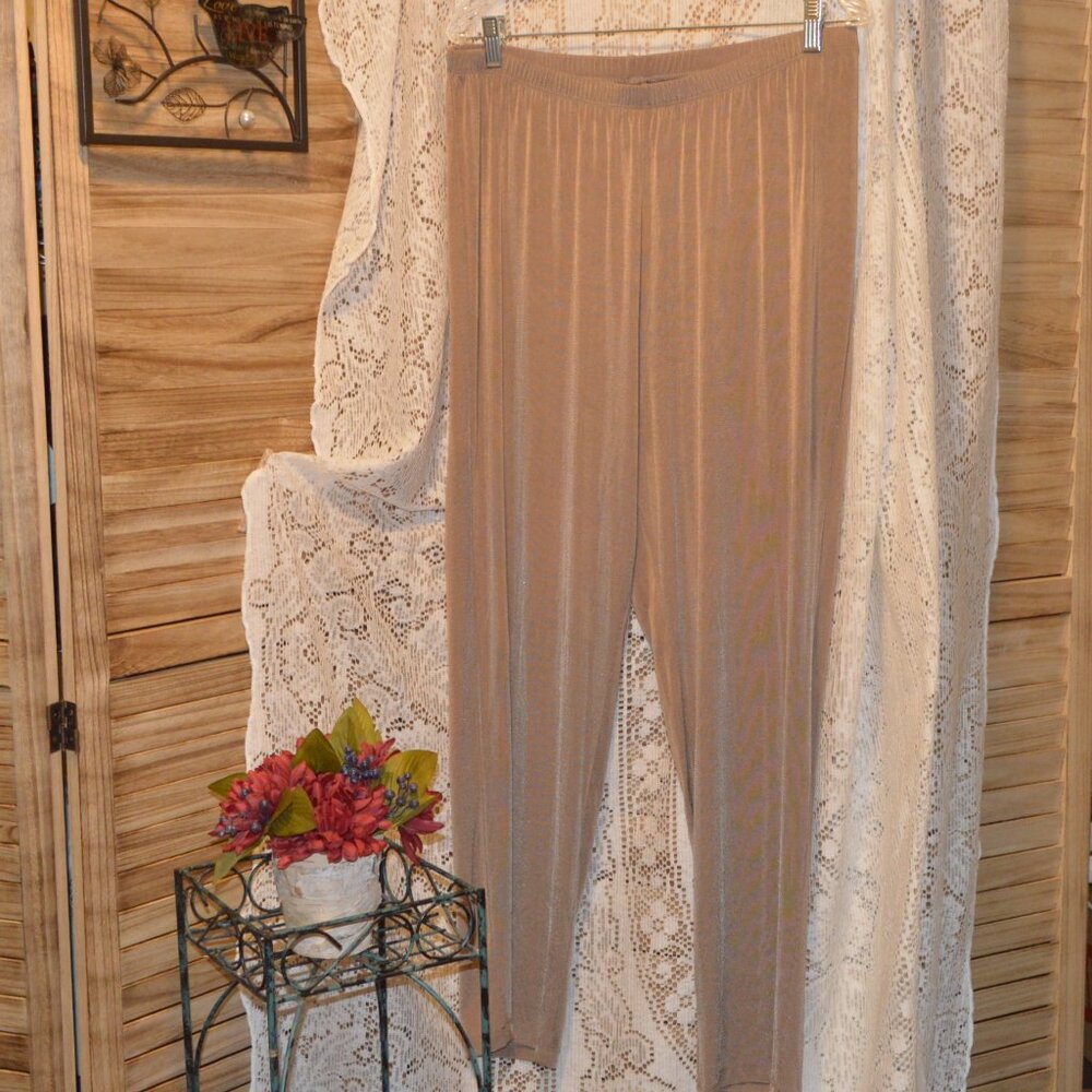 Slinky Brand 1X Tan Pull On Pants Elastic Waist